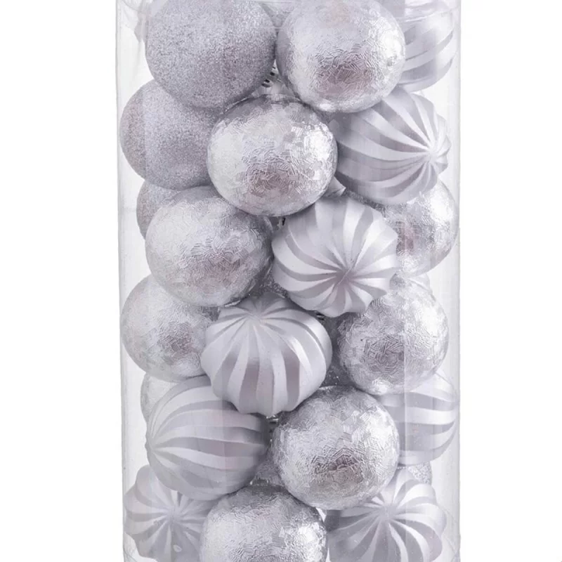 Christmas Baubles Silver Plastic 6 x 6 x 6 cm...