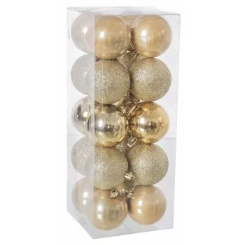 Christmas Baubles Golden Plastic 6 x 6 x 6 cm (20 Pieces)...