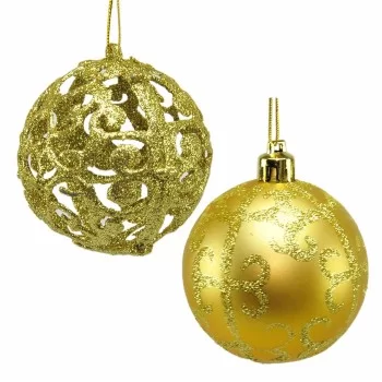 Christmas Baubles Golden Plastic 6 x 6 x 6 cm (12 Units) 2