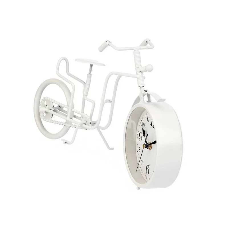 Table clock Bicycle White Metal 33 x 21 x 4 cm...