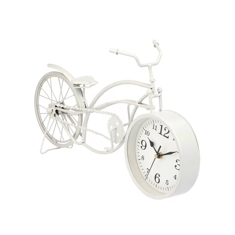 Table clock Bicycle White Metal 42 x 24 x 10 cm...