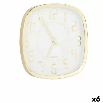 Wall Clock Squared Golden Glass Plastic 31 x 31 x 4,5 cm...