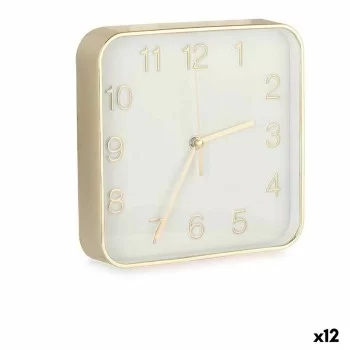 Wall Clock Squared Golden Glass Plastic 19 x 19 x 3,5 cm...