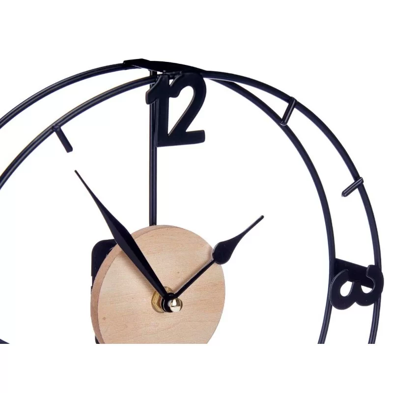 Table clock Black Metal MDF Wood 26 x 29 x 7 cm...