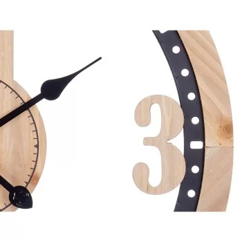 Wall Clock Black Metal MDF Wood 60 x 60 x 4,5 cm (4 Units) 2