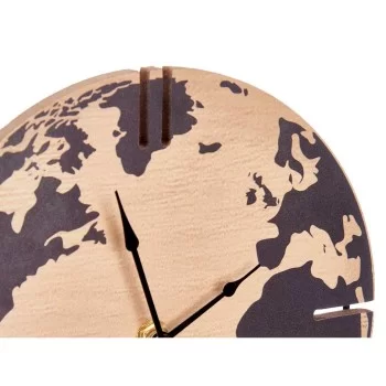 Table clock World Map Black Metal MDF Wood 22,5 x 30,5 x... 2