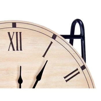 Table clock Black Metal MDF Wood 19 x 21 x 9 cm (6 Units) 2