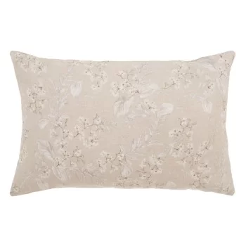 Cushion Polyester Cotton Beige Flowers 60 x 40 cm