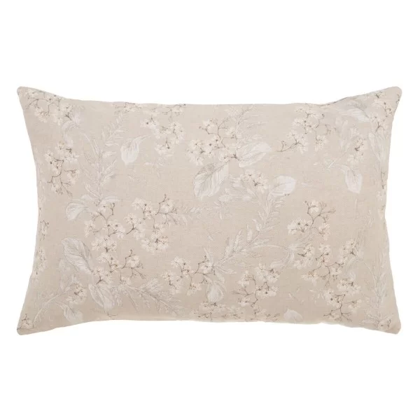 Cushion Polyester Cotton Beige Flowers 60 x 40 cm
