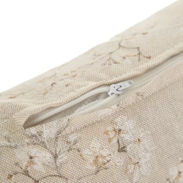Cushion Polyester Cotton Beige Flowers 60 x 40 cm