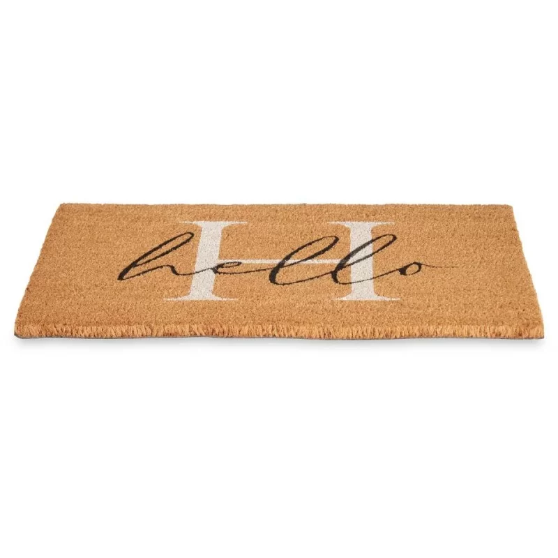 Doormat Hello White Natural 60 x 1 x 40 cm (12...