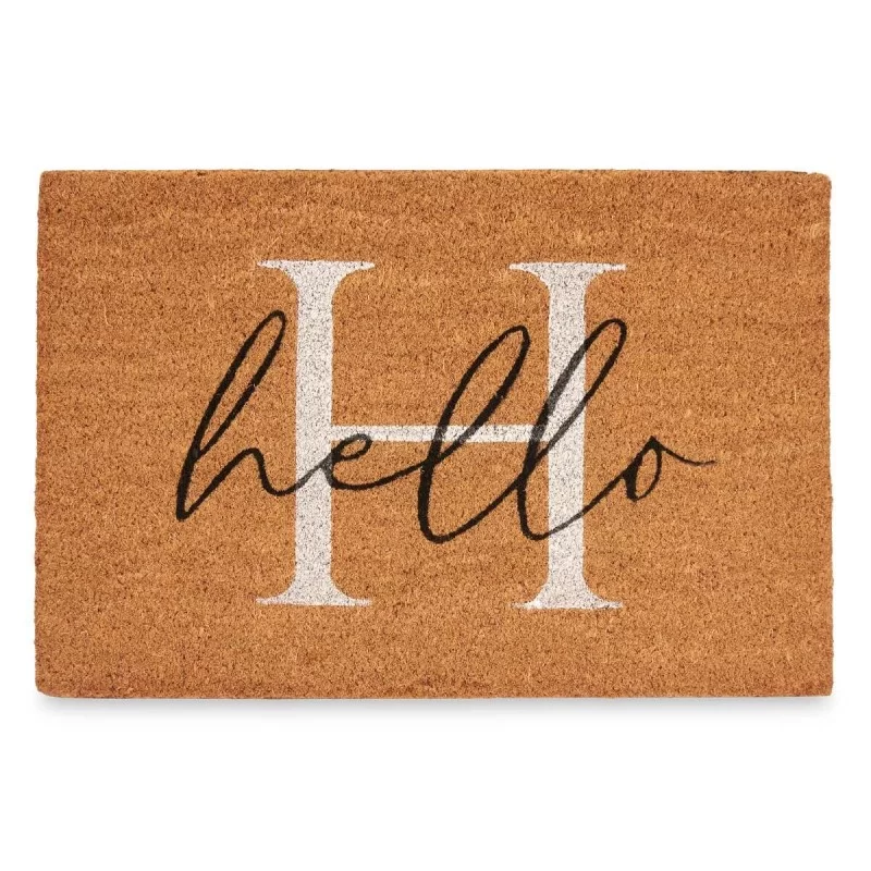 Doormat Hello White Natural 60 x 1 x 40 cm (12...