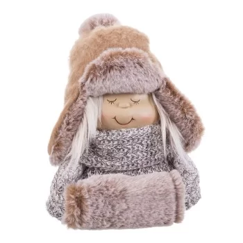 Christmas bauble Beige Polyresin Fabric Children 16 x 13...