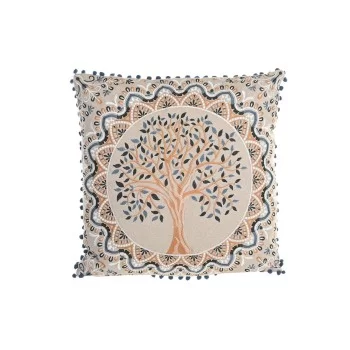 Cushion DKD Home Decor Tree Blue Yellow Light brown 60 x...