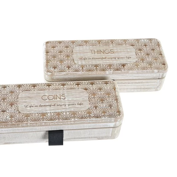 Jewelry box DKD Home Decor Natural MDF Wood 20 x 8 x 5 cm (2 Units)