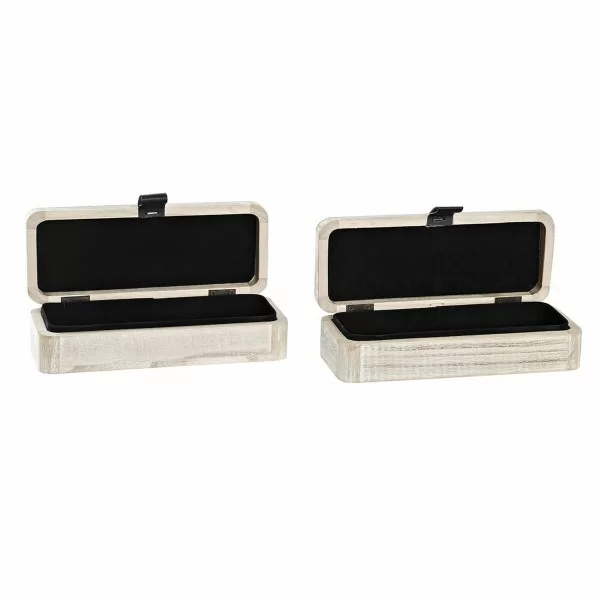 Jewelry box DKD Home Decor Natural MDF Wood 20 x 8 x 5 cm (2 Units)