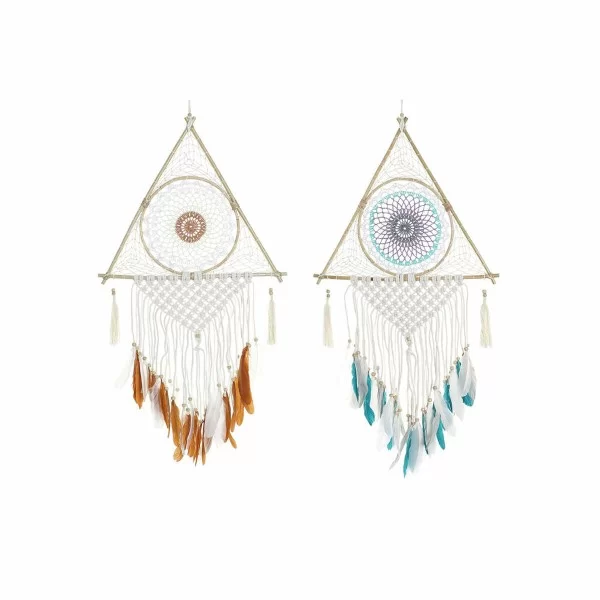 Dream Catcher DKD Home Decor 8424001858279 42 x 2 x 97 cm Feathers Orange Turquoise Boho (2 Units)