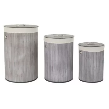 Set of Baskets DKD Home Decor Grey Beige Bamboo 38 x 38 x...