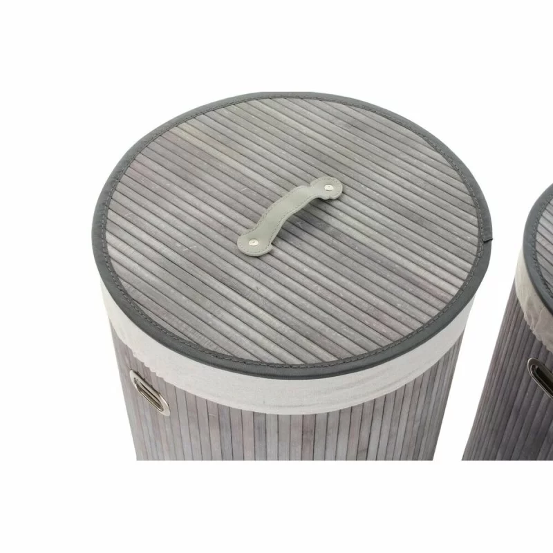 Set of Baskets DKD Home Decor Grey Beige Bamboo...