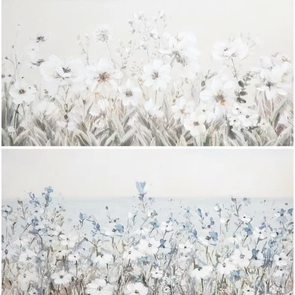 Painting DKD Home Decor 120 x 3,5 x 60 cm 120 x 3,7 x 60 cm Flowers Shabby Chic (2 Units)