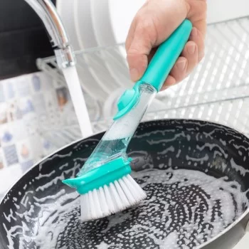 Scourer Brush with Handle and Soap Dispenser Cleasy...