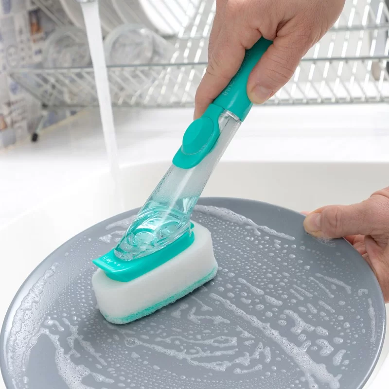 Scourer Brush with Handle and Soap Dispenser...