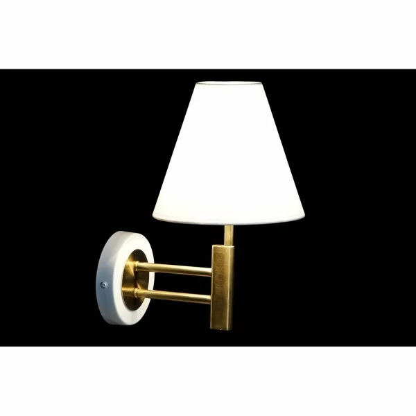 Wall Lamp DKD Home Decor 25W Golden Metal Polyester White 220 V (19 x 25 x 30 cm)