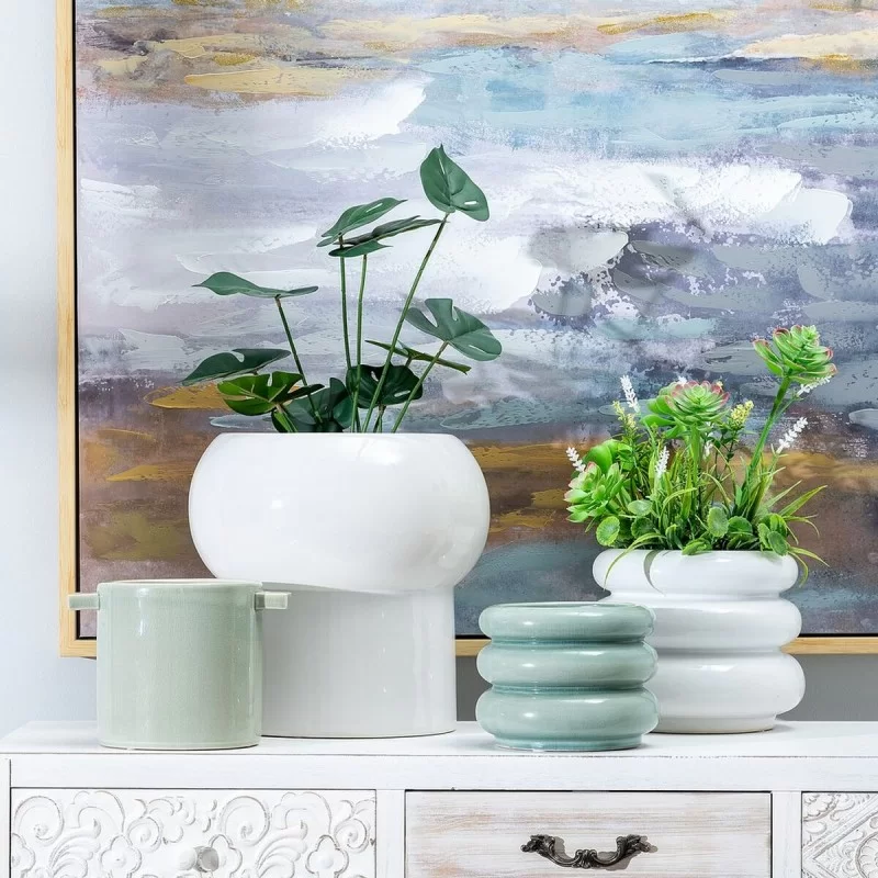 Vase 16,5 x 16,5 x 12,5 cm Ceramic Blue