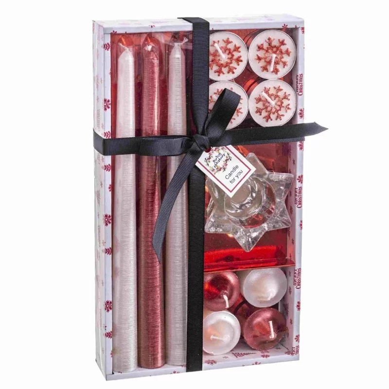 Circular Candelabra with Stand Christmas Red Crystal Paraffin 27 x 15 x 5 cm