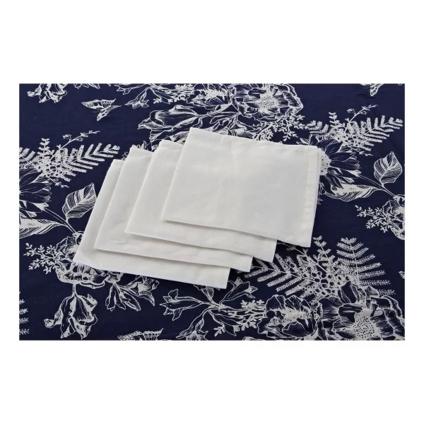 Tablecloth and napkins DKD Home Decor 8424001798797 White Navy Blue 150 x 150 x 0,5 cm (2 Units)