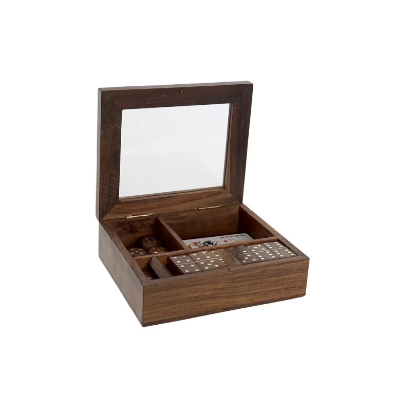 Board game DKD Home Decor Sheesham 16,5 x 14 x 4 cm Dark brown 4 Pieces