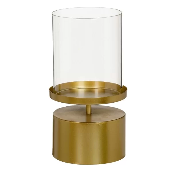 Candleholder 18,5 x 18,5 x 34 cm Crystal Golden Metal
