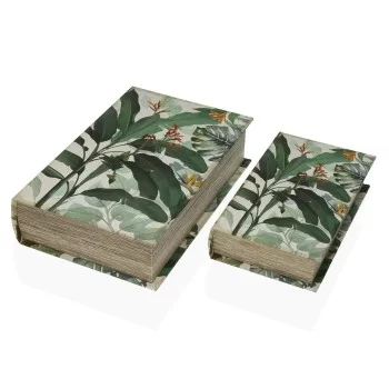 Decorative box Versa Book Tropical Canvas MDF Wood 7 x 27...