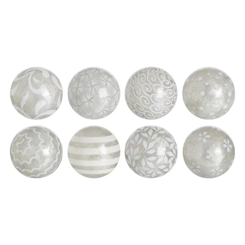 Balls CAPIZ Decoration Silver 10 x 10 x 10 cm (8 Units)