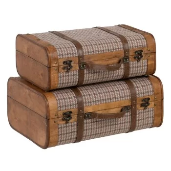 Set of Chests 50 x 36 x 20 cm Synthetic Fabric Wood...