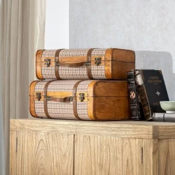 Set of Chests 50 x 36 x 20 cm Synthetic Fabric Wood... 2