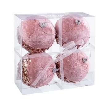 Christmas Baubles Pink Golden Polyfoam Fabric 10 x 10 x...