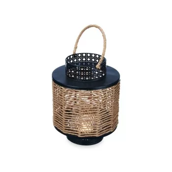 Lantern Black Metal 17 x 23 x 17 cm (4 Units) Rattan 2