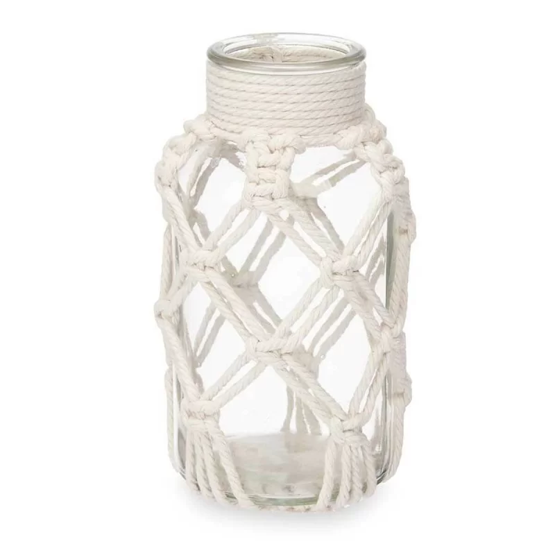 Vase White Cloth Glass 9 x 17 x 9 cm (12 Units)...