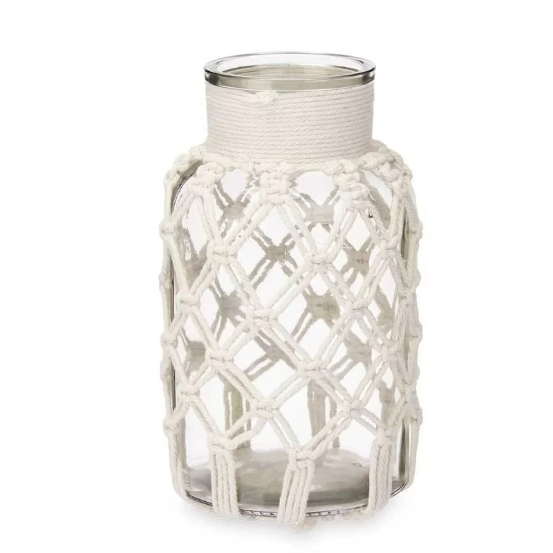 Vase White Cloth Glass 15,5 x 26,5 x 15,5 cm (6...