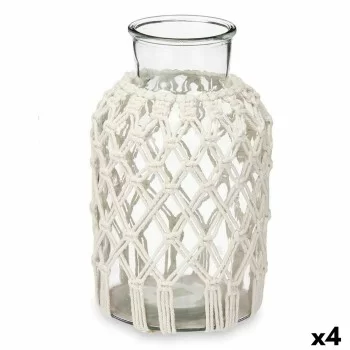 Vase White Cloth Glass 18,5 x 30,5 x 18,5 cm (4 Units)...