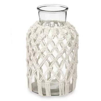 Vase White Cloth Glass 18,5 x 30,5 x 18,5 cm (4 Units)... 2