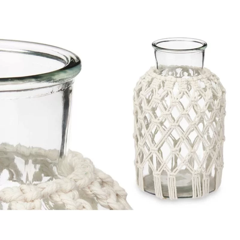 Vase White Cloth Glass 18,5 x 30,5 x 18,5 cm (4...