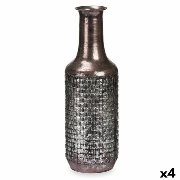 Vase Silver Metal 14 x 46 x 14 cm (4 Units) With relief