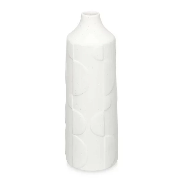 Vase White Dolomite 11 x 30 x 11 cm (6 Units) Circles