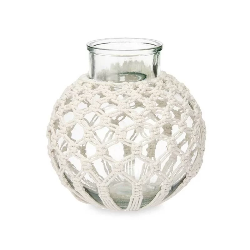 Vase White Cloth Glass 25 x 26,5 x 25 cm (4...