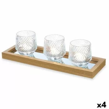 Candle Tray Golden Glass polypropylene 36 x 9,5 x 12 cm...