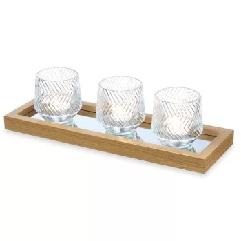 Candle Tray Golden Glass polypropylene 36 x 9,5 x 12 cm... 2