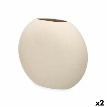 Vase Beige Ceramic 36 x 34 x 16 cm (2 Units) Circular