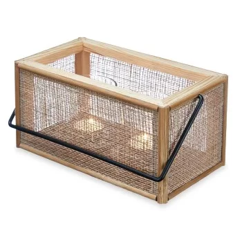 Candle Tray Brown Metal MDF Wood 25 x 23 x 14 cm (6 Units) 2